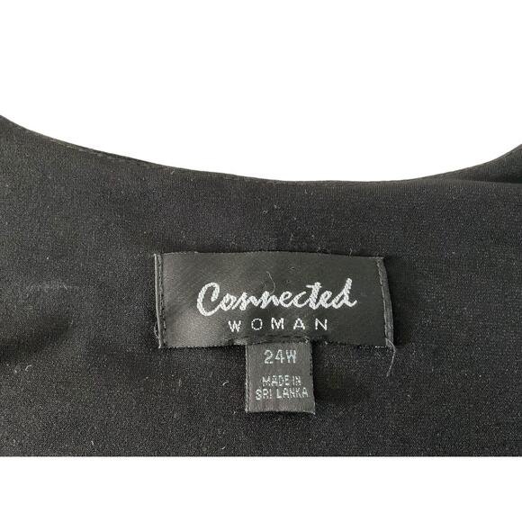 Connected Woman Black Dress 24W Scoop Back Contrasting Panel A-line Elegant - Picture 7 of 10